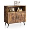 Costway Mid-century Storage Cabinet Sideboard w/ Doors Wine Glass Racks Rustic Brown